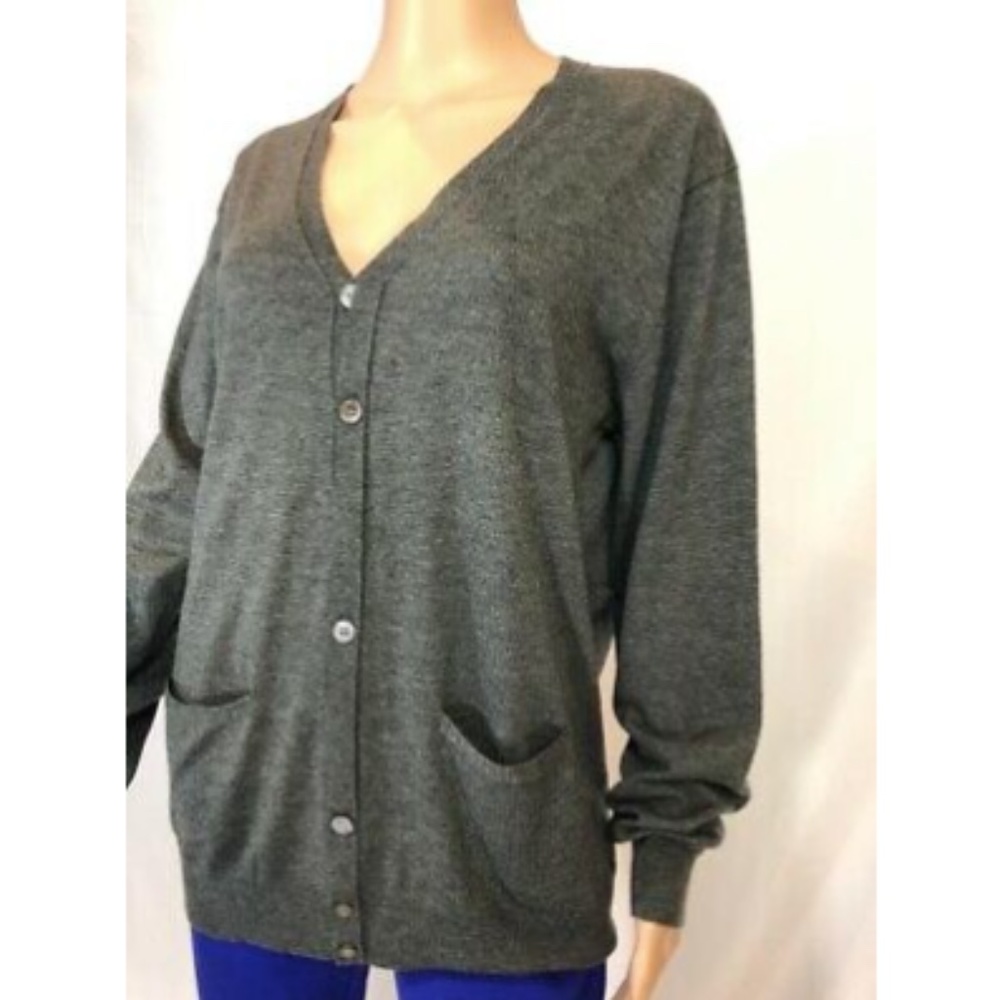 Mauro Grifoni Mens Sweater Cardigan Gray V-Neck 52 - Picture 2 of 12
